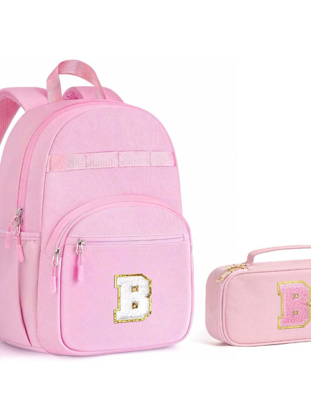 Kids Backpack & Pencil Case | Pink with 'B' Patch | New with Tags